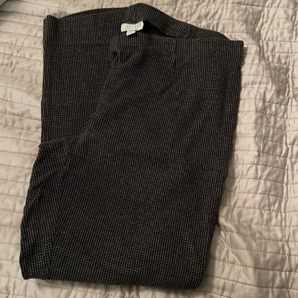 J Jill Ponte Slim Leg Pant Check Black/ Grey L